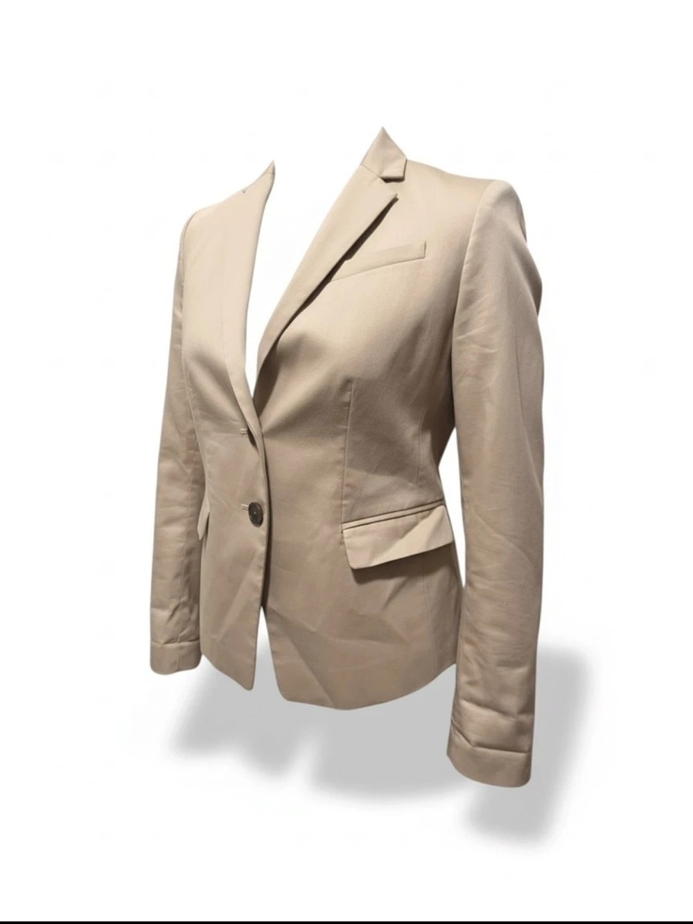 Ann Taylor Beige Single-Button Tailored Blazer